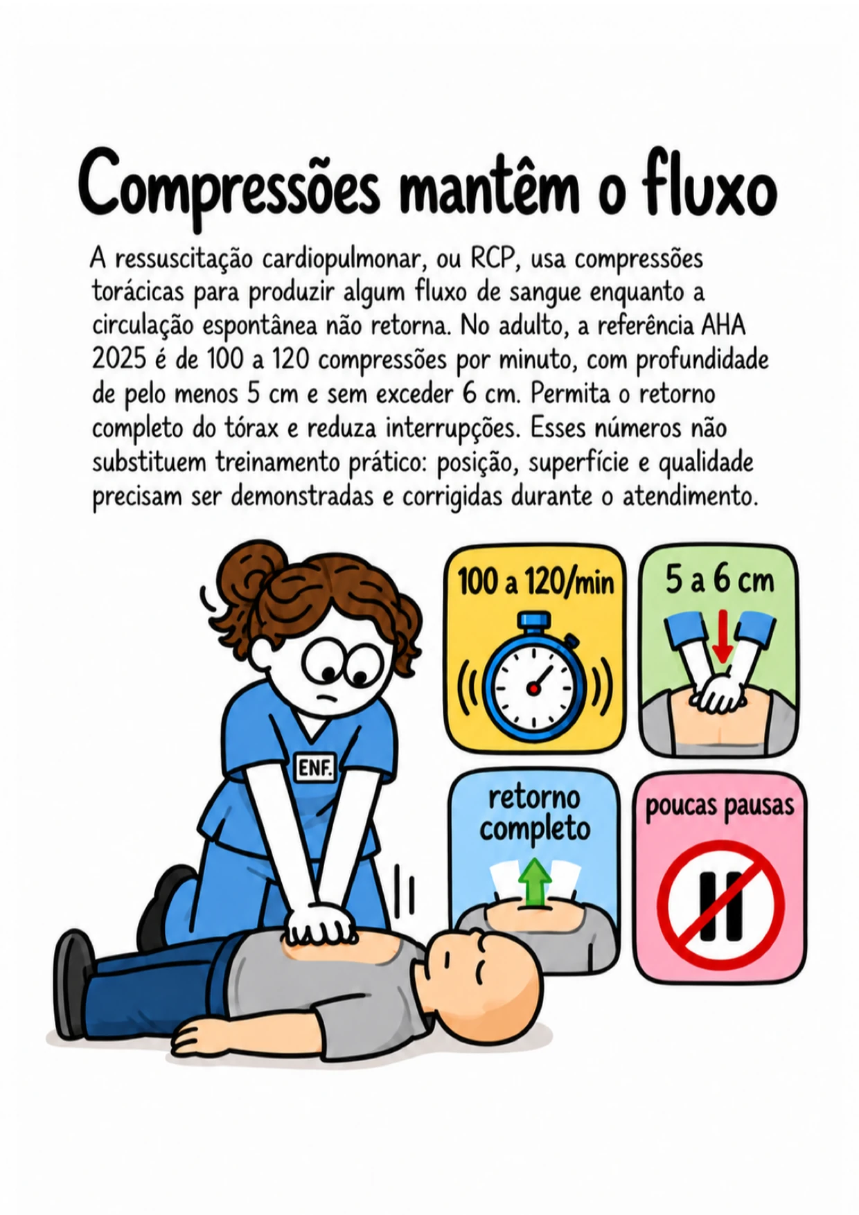 Página sobre qualidade de compressões no adulto
