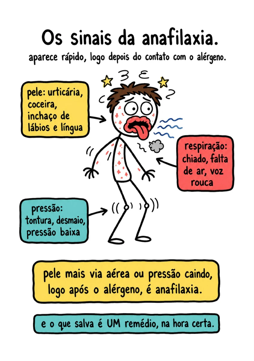 Ficha visual com sinais de anafilaxia